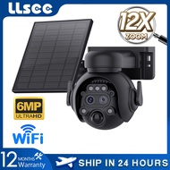 LLSEE 6MP Wireless WiFi Solar CCTV Camera Dual Lens 1080P Outdoor CCTV Two Way Audio PTZ Motion Dete