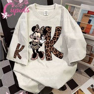 Cupids Women’s Casual T-Shirt Stylish Letter K Leopard Minnie Mouse Tee Women Coquet Streetwear