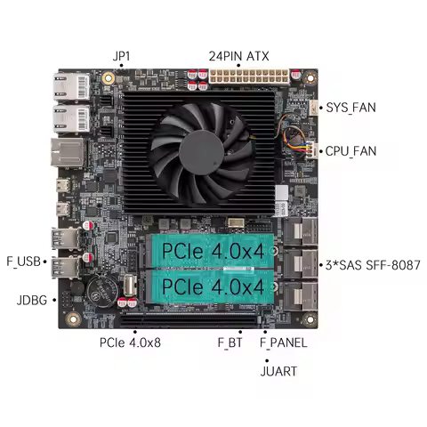 Multi-Function 14-Bay NAS Motherboard 2x10G LANs Intel Ultra 9 285H 7 255H 32G LPDDR5 Max 12*SATA 2*