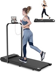 Walking Pad Under Desk Treadmill - Gywowken 2 in 1 Foldable Treadmill Walking Pad for Home Office, 2.5HP Portable Desk Treadmills with Remote Control for Walking Jogging Running (Handrail, Black)