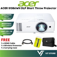 Acer S1386WH Short Throw DLP Projector WXGA 3600 Lumens office use with carry case