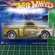 3- Hot Wheels Custom 69 Chevy, Regular Treasure Hunt, HW T-HUNT, 10/12, Short Card, HTF
