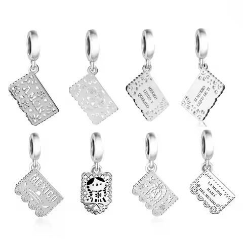 FC Jewelry Fit Original Charm Bracelet 925 Sterling Silver Papel Picado CONTIGO HASTA MUERTE Pendant
