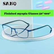 【Finished Myopia Glasses 50°-600° 】Men's New Metal Frame Business Myopia Glasses with A Degree In An