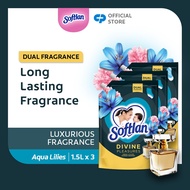 [Bundle of 3] Softlan Divine Pleasures Aqua Lilies & Sweet Peonies Fabric Softener Valuepack 1.5L Re