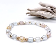 曦沐。手串 療癒 助表達能力 寶石 I 彩拓帕石 托帕 桶珠 I