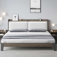 【SG Sellers】Leather And Solid Wood Bed Frame Single/Queen/King Bed Frame Bed Frame With Mattress