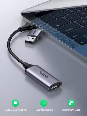 UGREEN Video Capture Card 4K HD-MI to USB-A/USB-C HD-MI Capture Card Full HD 1080P USB 2.0 Capture V