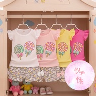BLYSS• Summer new children's lollipop short flying sleeves Korean kids clothing girls cotton suit