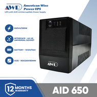 AWP AID650 Aide 390W-650VA UPS with AVR Uninterruptible Power Supply (4 Sockets) - Power Backup for 