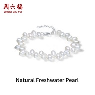 ZHOU LIU FU 周六福 เงินสเตอร์ลิง สร้อยข้อมือมุกน้ำจืด สร้อยข้อมือมุกบาร็อค S925 Sterling Silver Freshwa