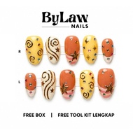 [ByLaw.Nails] Press On Nails Yellow Star Gem Starlight PopORANGE | Cute Handmade False Nails Y2K Cus