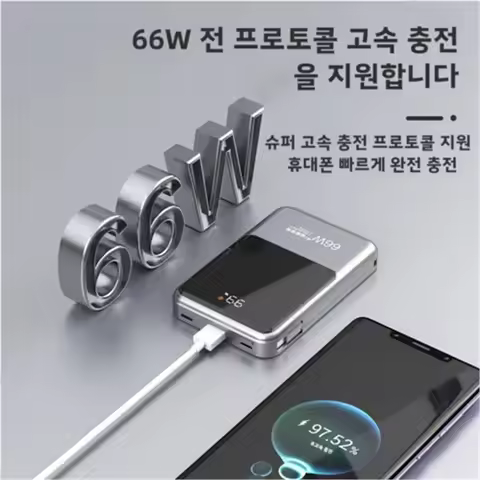 NEW 10000mAh/20000mAh Magnetic Wireless Power Bank with 66W Fast Charging.Includes Cable for IPhone,