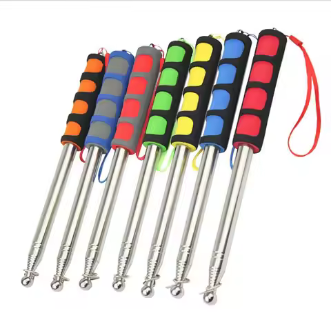 1pcs Flexible Handle Flagpole Stainless Steel Telescopic Tour Guide Banner Flagstaff Teaching Stick 
