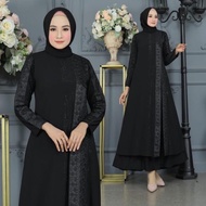 Luxurious black embroidered Turkish Abaya #T-1270 saffiyah collection P82T/