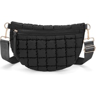 Beg Silang Berlapis untuk Wanita, Beg Pinggang, Beg Selempang Puffer, Beg Silang Nylon