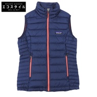 Patagonia 尼龍羽絨背心，女款，海軍藍 x 鮭魚粉，XS 碼 (84628) [二手]