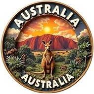 Souvenir Magnet Australia Kangaroo Uluru Ayers Rock 8 cm Diameter Fridge Magnet Acrylic Decoration M