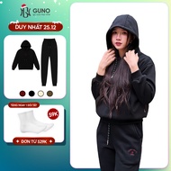 GUNO women's clothing set with fleece lining and embroidered logo with fashionable cropped pants SP5