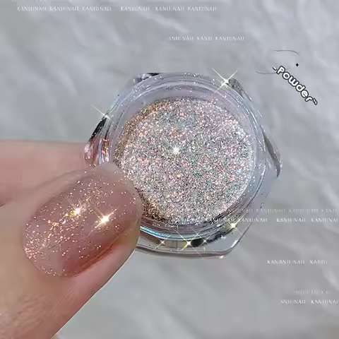 1Jar Aurora Broken Diamond Nail Powder Holographic Iridescent Aurora Powder Mermaid Pigment Glitter 