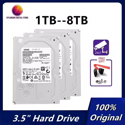 Original 8TB 6TB 4TB 2TB 1TB 3.5" Internal Hard Drive 7200rpm Surveillance HDD 64M Cache SATAIII 6.0