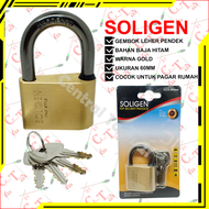 Central Tools 21 - Gembok Pagar Pintu Baja Hitam Leher Pendek Per 40MM 50MM 60MM Padlock Soligen