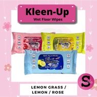 KLEEN-UP Anti Bacterial Wet Floor WIPES 15 Sheets Lemon/Lemon grass/ Rose