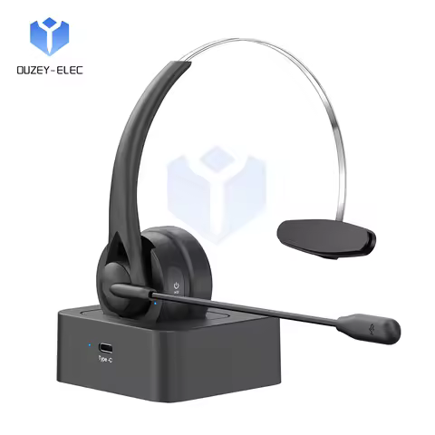 Bluetooth 5.4 Wireless Headset Adjustable Microphone Noise Canceling Headset Call Center Headset For