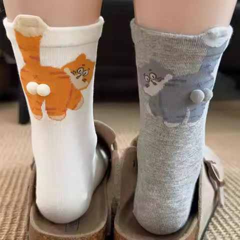 Creative cat socks with a novel 3D design, women's socks, birthday gifts, holiday gifts, perfect for