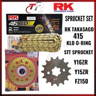 Y15ZR FZ150 Y16ZR RK JAPAN 415 ERO KLO ORING CHAIN RANTAI GOLD EMAS STT SPROCKET SPOCKET SPOKET SPRO