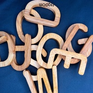 Wall plywood letters, rubber wood decorative letters painted in natural colors, size 8cm
