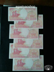 uang kuno uang jadul / mahar nikah uang lama 100 rupiah perahu pinisi
