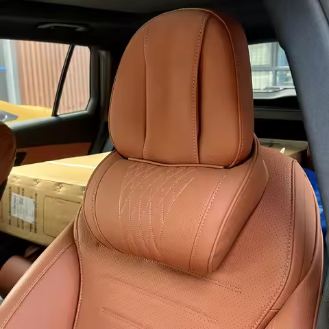 Nappa Leather Car Headrest Pillow Lumbar Support Cushion All Seasons Fit BMW E53 E70 E71 E83 F15 F16