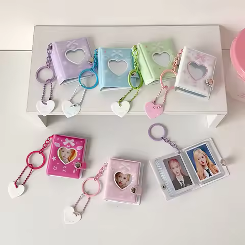 Kpop Fashion Love Bow 2-inch Pendant Mini Album Cute Girl Idol Photo Storage Card Album Decorative K