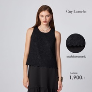 Guy Laroche womans blouse Luxury Lace Black เสื้อผู้หญิง แขนกุด สีดำ GAGRBL