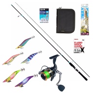 【Japan Direct】Shimano Lure Matic 86ML Eging Tackle Intro Set with PE Line, Eging Rod, Reel, and Snap