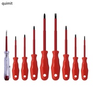QUIM 9Pcs AntiSlip Screwdriver Kit Insulated Grip Electrician Tool Steel Build