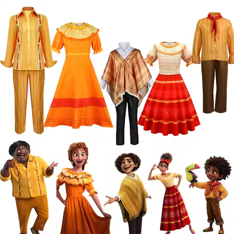 Encanto Movie Mirabel Felix Pepa Dolores Camilo Antonio Cosplay Costume for Adult Kids Madrigal Cost