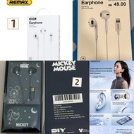 REMAX RM-702i Lightning Wired HD Sound Earbuds with Mic for iPhone iPad Plug & Play or Mickey type c
