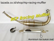 Knalpot racing kolong CMS stainless steel silencer aluminium las for Kawasaki Ninja 150 R / RR / SS 