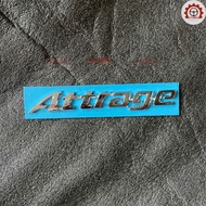 Attrage embossed lettering is pasted on the back of Mitsubishi Attrage. otobay