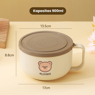 Kotak Bekel Nasi Tahan Panas Tempat Bekal Makan Bundar Termos Sup Mie Hangat Stainless HMB110
