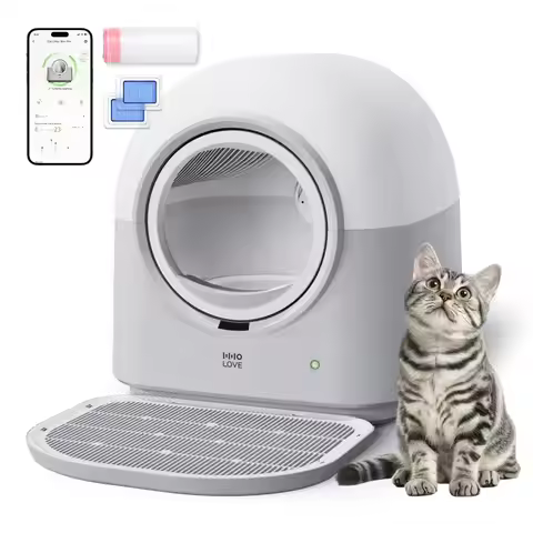 L2 Self Cleaning Cat Litter Box Safe Anti-Pinch,with Deodorizer and Liner,Automatic Hands-Free Smart