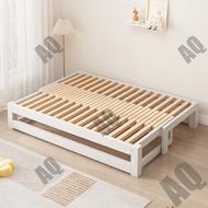 KAQ Pull-out Bed Solid Wood Sofa Pull-out Bed Home Single Bed Tatami Splicing Bed Dual-use Extendabl