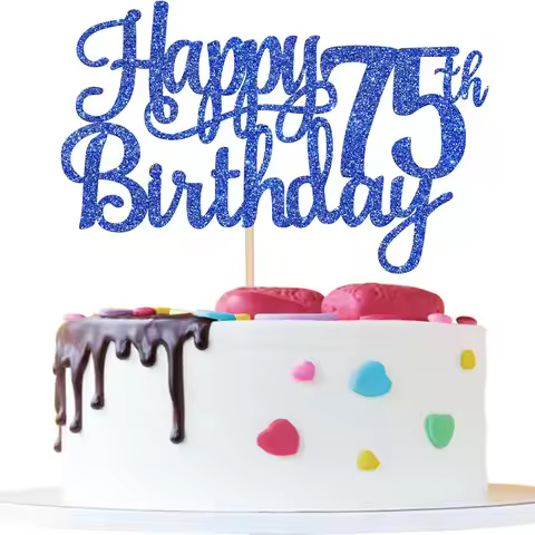 1 PCS Happy 75th Birthday Cake Topper Cheers to 75 Years Birthday Cake Decoration for Happy 75th Bir