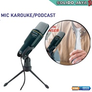 Mic Karaoke Microphone Condenser Perekam Suara Youtuber Mic Podcast USB Mikrofon 3.5 mm with Stand T