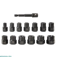 amonoy 14Pcs Bolt Nut Extractor Kit Lug Nut Removal Extractor Screw Remover Broken Lug Nut Extractor