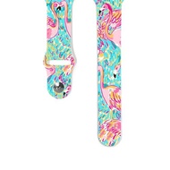 彩繪紅鸛圖案 Apple Watch 運動硅膠手錶帶-lp005