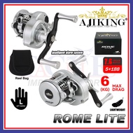 (6kg MaxDrag)Ajiking Rome Lite Lightweight Fishing Reel 5+1BB Mesin Pancing Freshwater Light Game BF