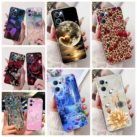 For OPPO Find X5 Lite Case CPH2371 Cover Fashion Flower Marble Soft Silicone Slim Phone Cases For OP